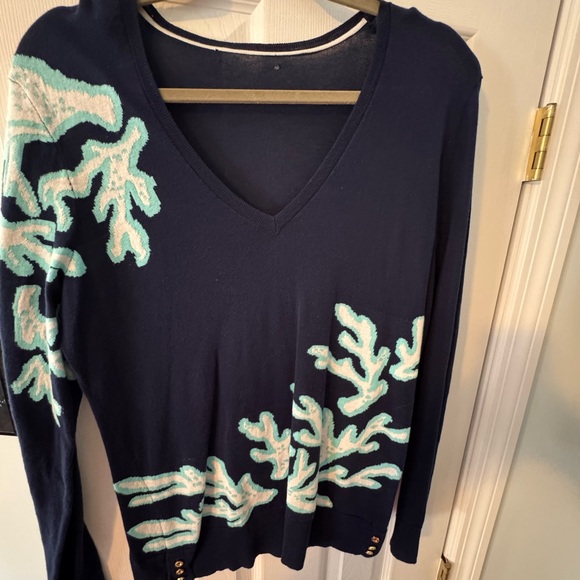 Lilly Pulitzer Sweaters - Navy Sweater with Coral Design
